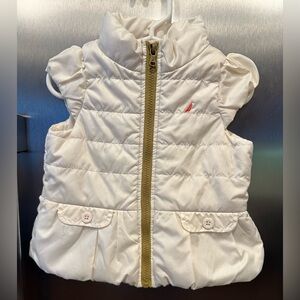 Nautica Baby Girls' Ivory Creme Puffy Puffer Vest Full Zip size 2T